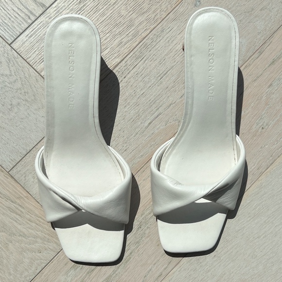 designer nelson made leather 'maya' mules - ivory / off-white, size EU 39 - Picture 8 of 12
